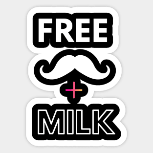 Free mustache + milk Sticker